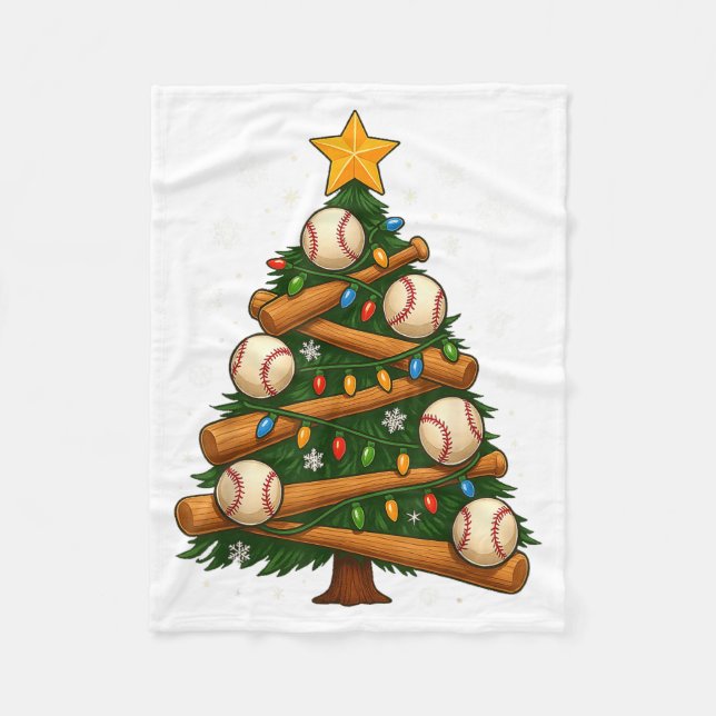 Couverture Polaire Baseball Bat Christmas Tree Lights Holiday Design  (Devant)