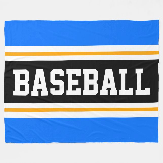 Couverture Polaire BASEBALL Bleu Clair Orange Noir Athlétique Rayures (Devant (Horizontal))