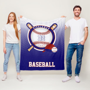 Couverture Polaire Baseball - Bleu foncé et Rouge - DO-IT-YOURSELF T