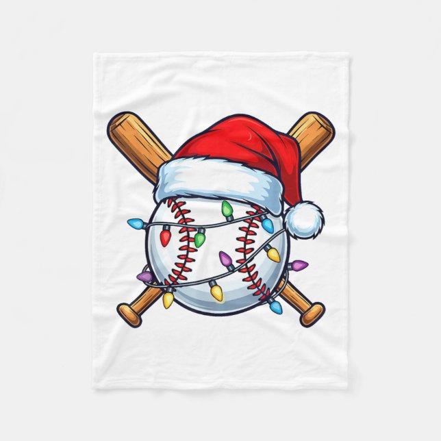 Couverture Polaire Baseball Christmas Lights Santa Christmas Baseball (Devant)