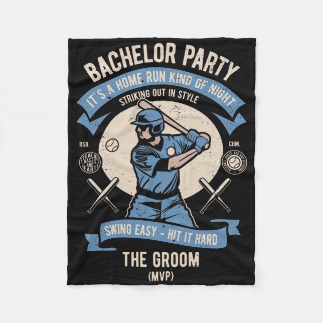 Couverture Polaire Baseball de fête de Bachelor rétro pour hommes (Devant)