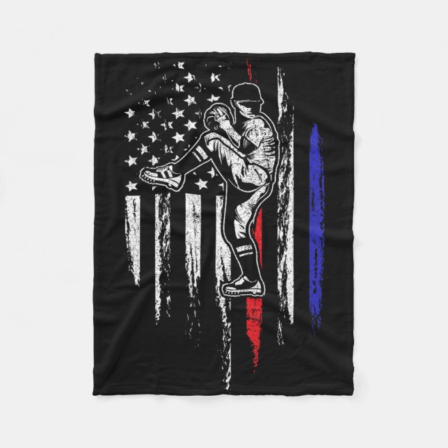 Couverture Polaire Baseball Drapeau Américain Lanceur Usa Lancement 4 (Devant)