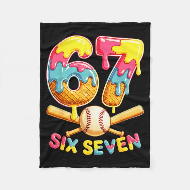 Couverture Polaire Baseball Drip Ice Cream Number 67 Player Lifestyle (Devant)