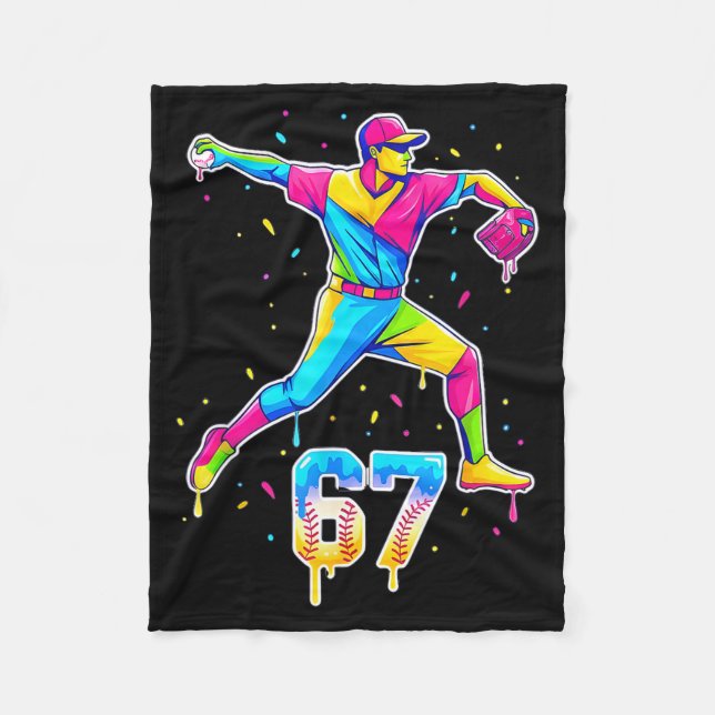 Couverture Polaire Baseball Drip Ice Cream Number 67 Player Or 67th B (Devant)