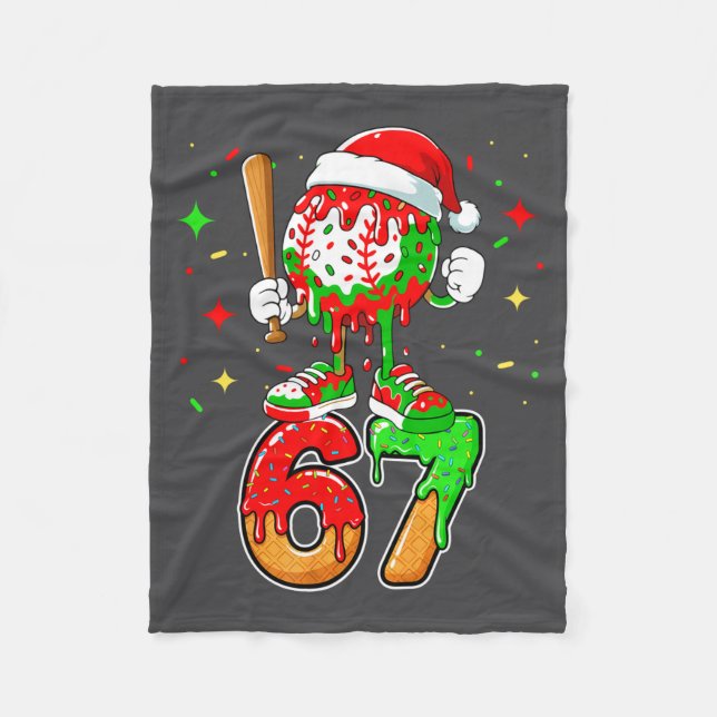 Couverture Polaire Baseball Drip Number 67 Meme Ice Cream Dripng Chri (Devant)