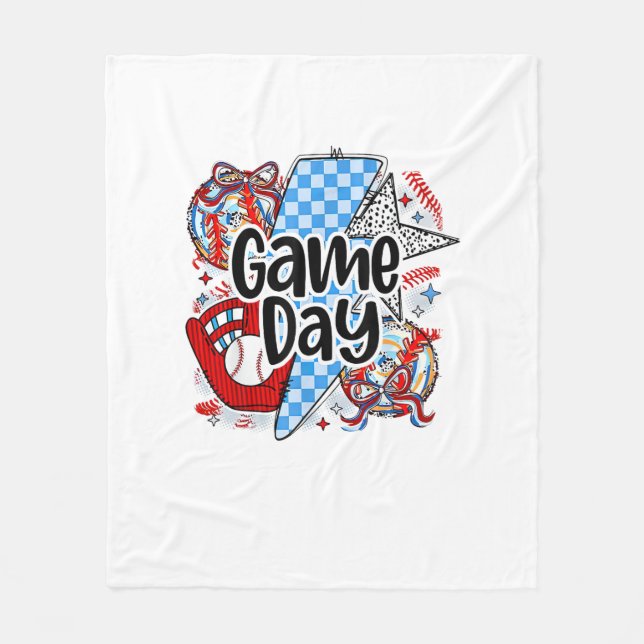 Couverture Polaire Baseball Game Day Retro Tis The Season Checkered (Devant)