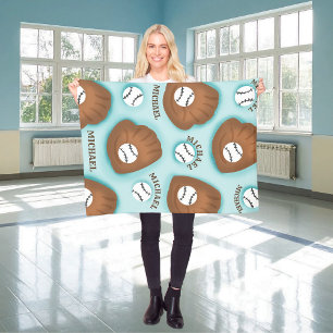 Couverture Polaire Baseball Glove Ball & Boy Nom Motif Sport Thème