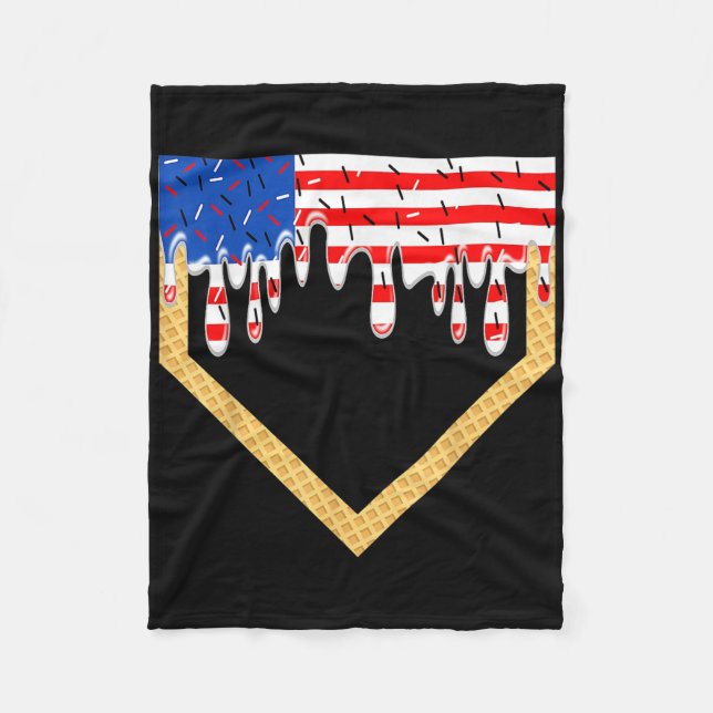 Couverture Polaire Baseball Home Plate Drip Garçons Glace Drapeau amé (Devant)