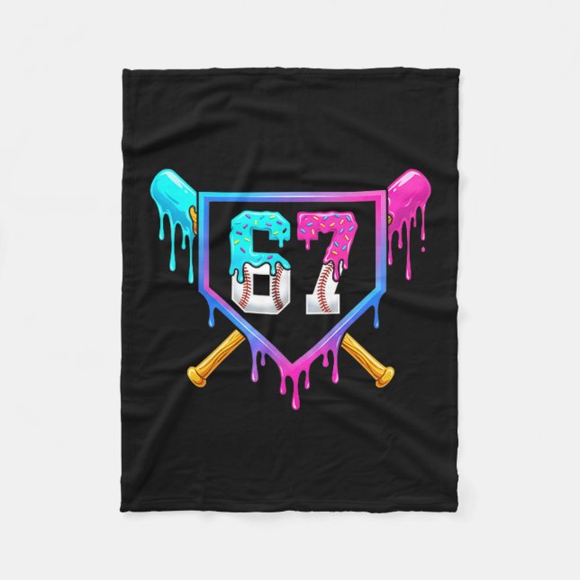 Couverture Polaire Baseball Ice Cream Drip 67 Six Seven Meme Number 6 (Devant)