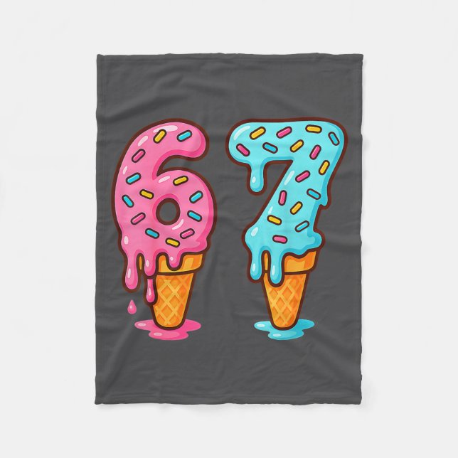 Couverture Polaire Baseball Ice Cream Drip 6 7 Kids Funny 67 Birthday (Devant)