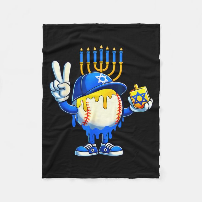 Couverture Polaire Baseball Ice Cream Drip Dreidel Happy Hanukkah Boy (Devant)