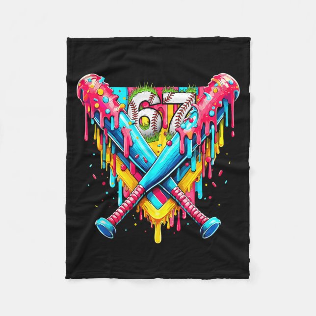 Couverture Polaire Baseball Ice Cream Drip Number 67 Player 67th Birt (Devant)