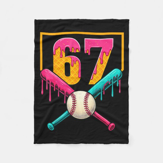 Couverture Polaire Baseball Ice Cream Drip Number 67 Player 67th Birt (Devant)