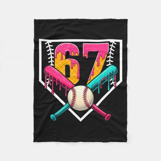 Couverture Polaire Baseball Ice Cream Drip Number 67 Player 67th Birt (Devant)