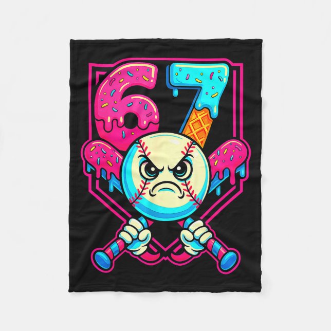 Couverture Polaire Baseball Ice Cream Drip Number 67 Six Seven Meme 6 (Devant)