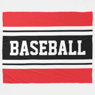 Couverture Polaire BASEBALL rouge vif noir blanc rayures de course