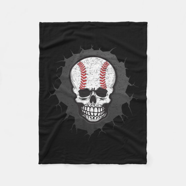Couverture Polaire Baseball Skeleton Halloween Hommes garçons Basebal (Devant)