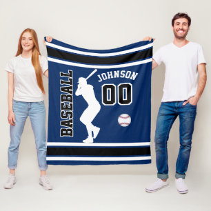 Couverture Polaire Baseball ⚾ Sport en Bleu foncé, Noir et Blanc