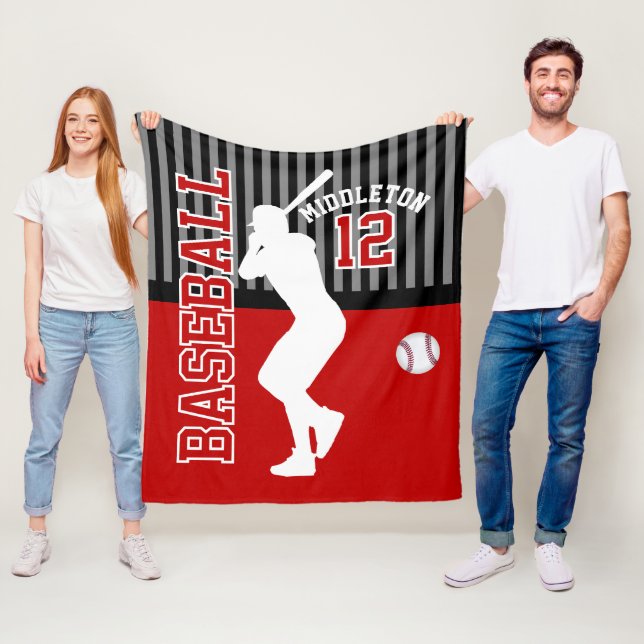 Couverture Polaire Baseball ⚾ Sport - Rouge foncé (En situation)