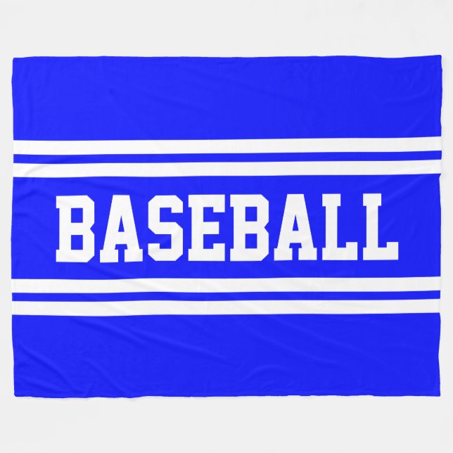 Couverture Polaire BASEBALL Sporty Bleu Clair Blanc Rayures de Course (Devant (Horizontal))