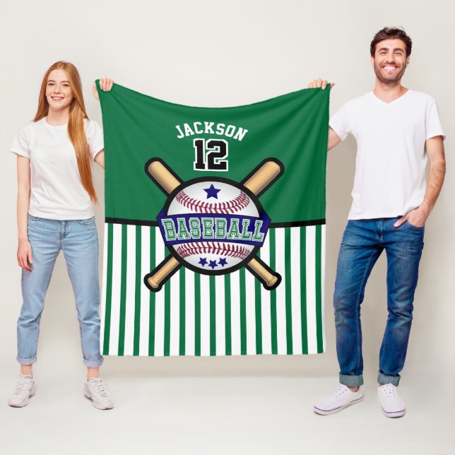 Couverture Polaire Baseball ⚾ Star - Bleu foncé et Vert (En situation)