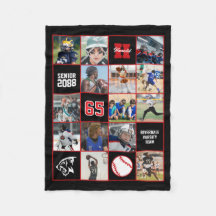 Baseball Team Senior Night Custom Photo Black Red