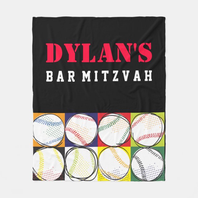 Couverture Polaire Baseball Theme Bar Mitzvah Emporter Hommage Givawa (Devant)