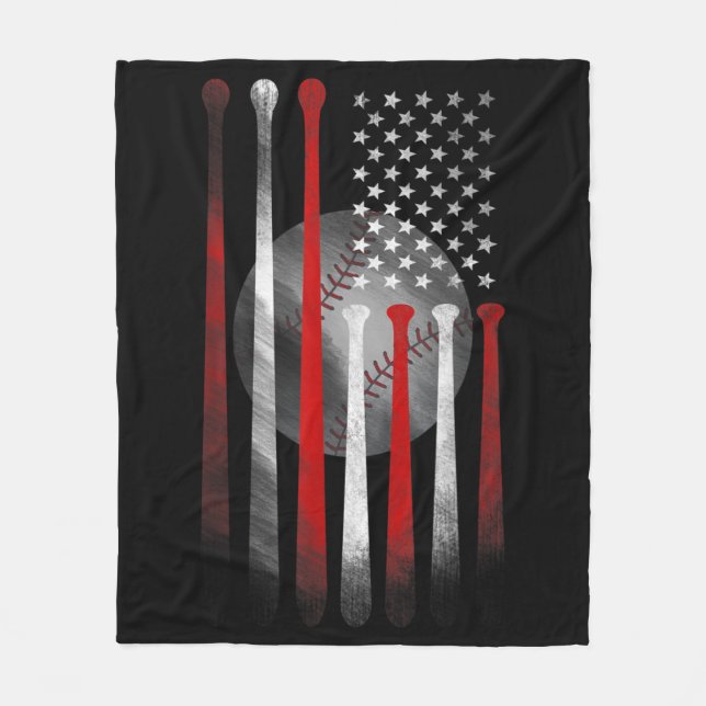 Couverture Polaire Baseball Vintage du drapeau américain (Devant)