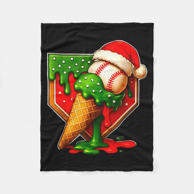 Couverture Polaire Baseball Xmas Christmas Baseball Ice Cream Drip Bo (Devant)