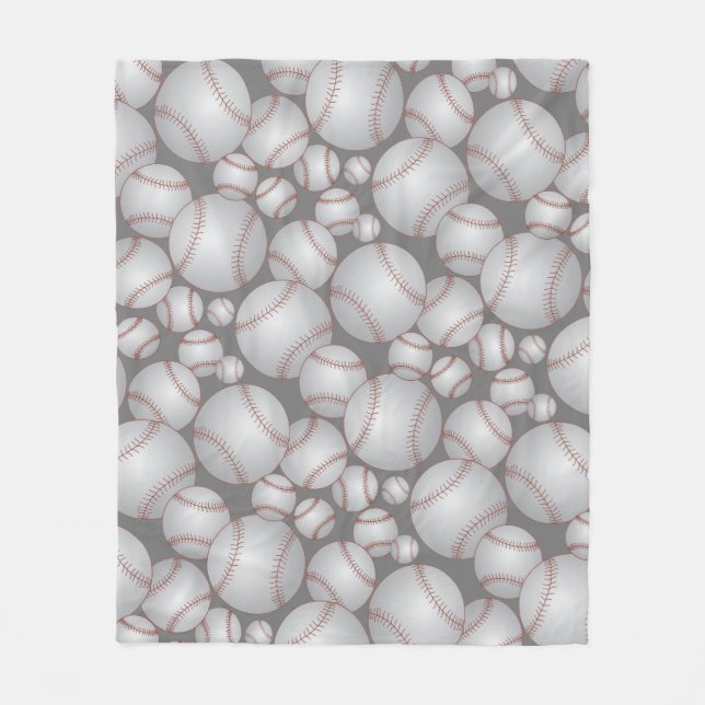 Couverture Polaire Baseballs Colorés Motif Gris (Devant)