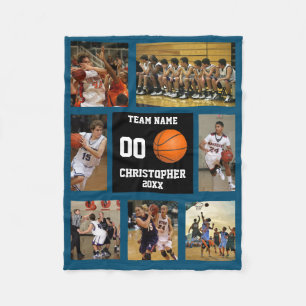 Couverture Polaire Basket-ball 7 Photo Collage Bleu foncé Petit