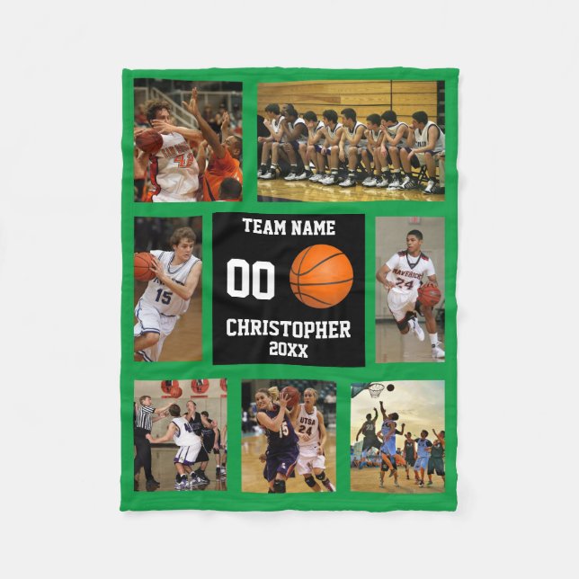Couverture Polaire Basket-ball 7 Photo Collage Vert Herbe Petite (Devant)