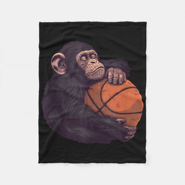 Couverture Polaire Basket-ball Animal Art Dessin Singe Basket-ball Pl (Devant)