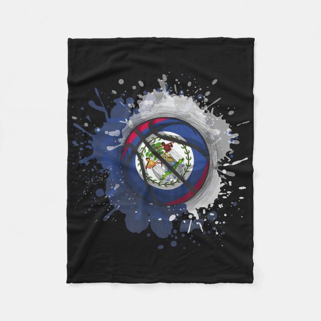Couverture Polaire Basket-ball avec drapeau du Belize (Devant)