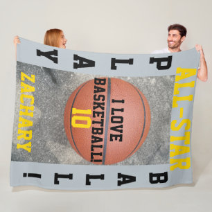Couverture Polaire Basket-ball Blue Grey Nom du joueur