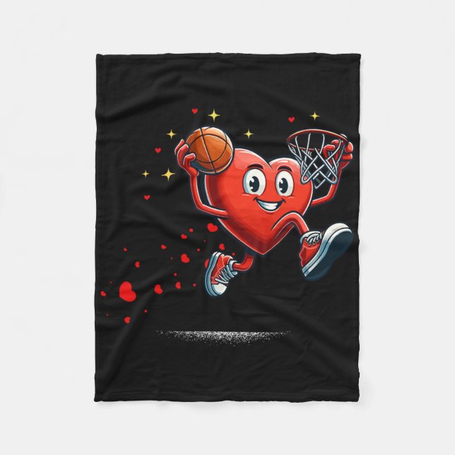 Couverture Polaire Basket-ball de la Saint-Valentin avec dunking coeu (Devant)