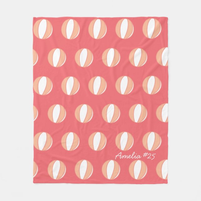 Couverture Polaire Basket-ball Nom personnalisé Coral Blanc Personnal (Devant)