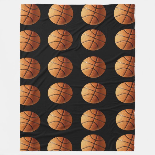Couverture Polaire Basket Ball Orange Et Noir Motif, Grand (Devant)