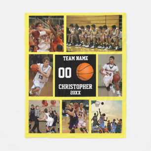 Couverture Polaire Basket-ball photo collage Crème Jaune