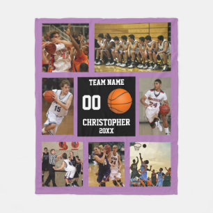 Couverture Polaire Basket-ball photo collage Purple