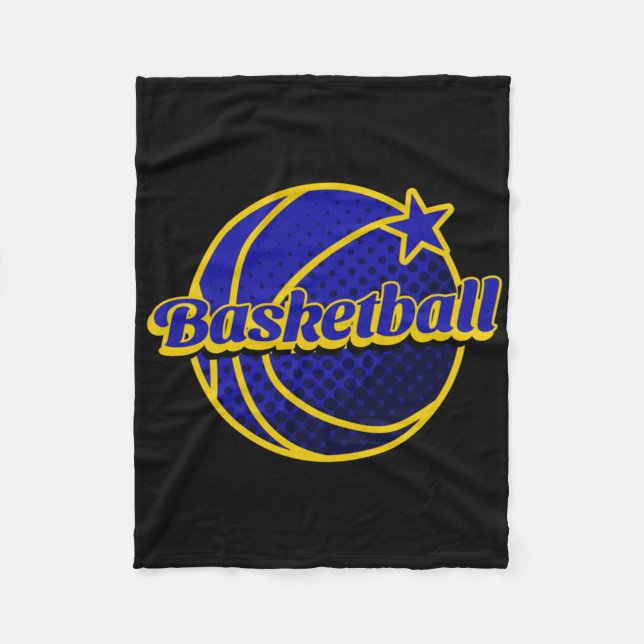 Couverture Polaire Basket-Ball Star Bleu Et Jaune (Devant)