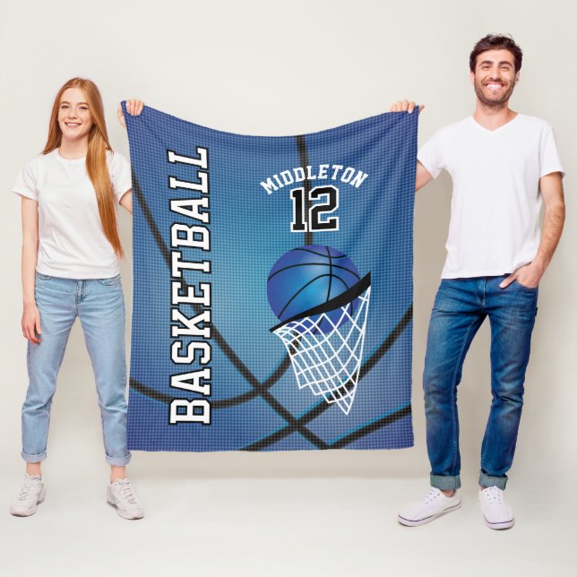 Couverture Polaire Basket 🏀 Sport Design en bleu (En situation)