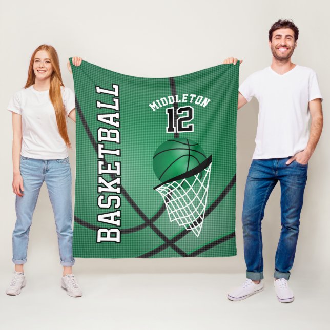 Couverture Polaire Basket 🏀 Sport Design en Vert (En situation)