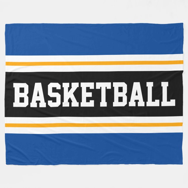 Couverture Polaire BASKETBALL Bleu profond Noir Jaune Stripes De Cour (Devant (Horizontal))