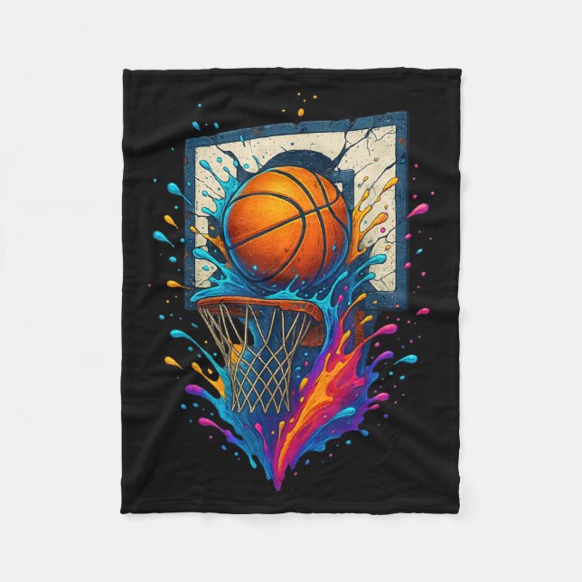 Couverture Polaire Basketball coloré Slam Dunk Splash Hoop Backboar (Devant)