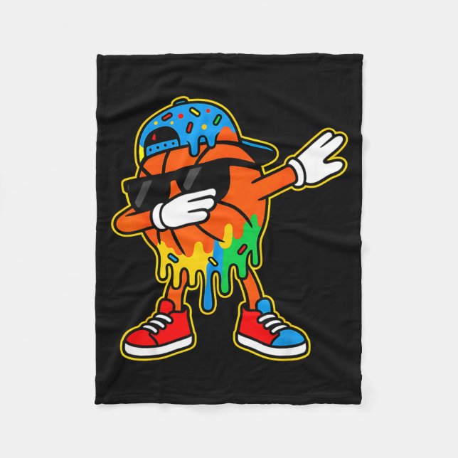 Couverture Polaire Basketball Dabbing Crème Glacée Goutte Garçons Bas (Devant)