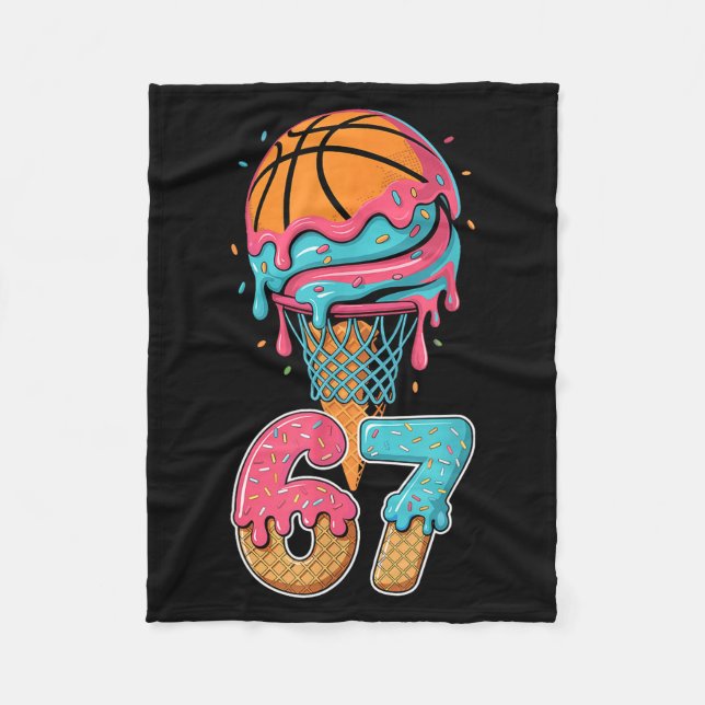 Couverture Polaire Basketball Drip Number 67 Player 67th Birthday Ice (Devant)