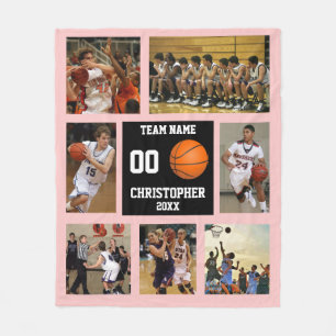Couverture Polaire Basketball photo collage abricot rose