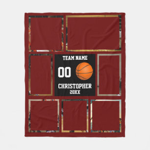 Couverture Polaire Basketball photo collage Red Wine