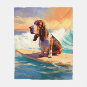 Couverture Polaire Basset Hound Beach Surf Peinture